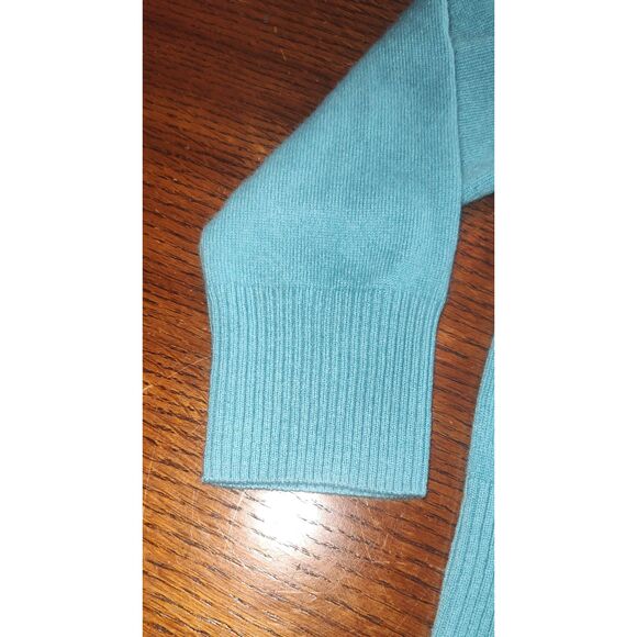 Pure Collection Women's Cardigan UK 10 US 4 Teal 100% Cashmere Round Neck Cardig - Picture 4 of 11